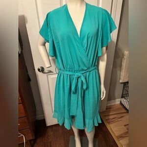 Chic Soul hold the flame teal dress 2XL